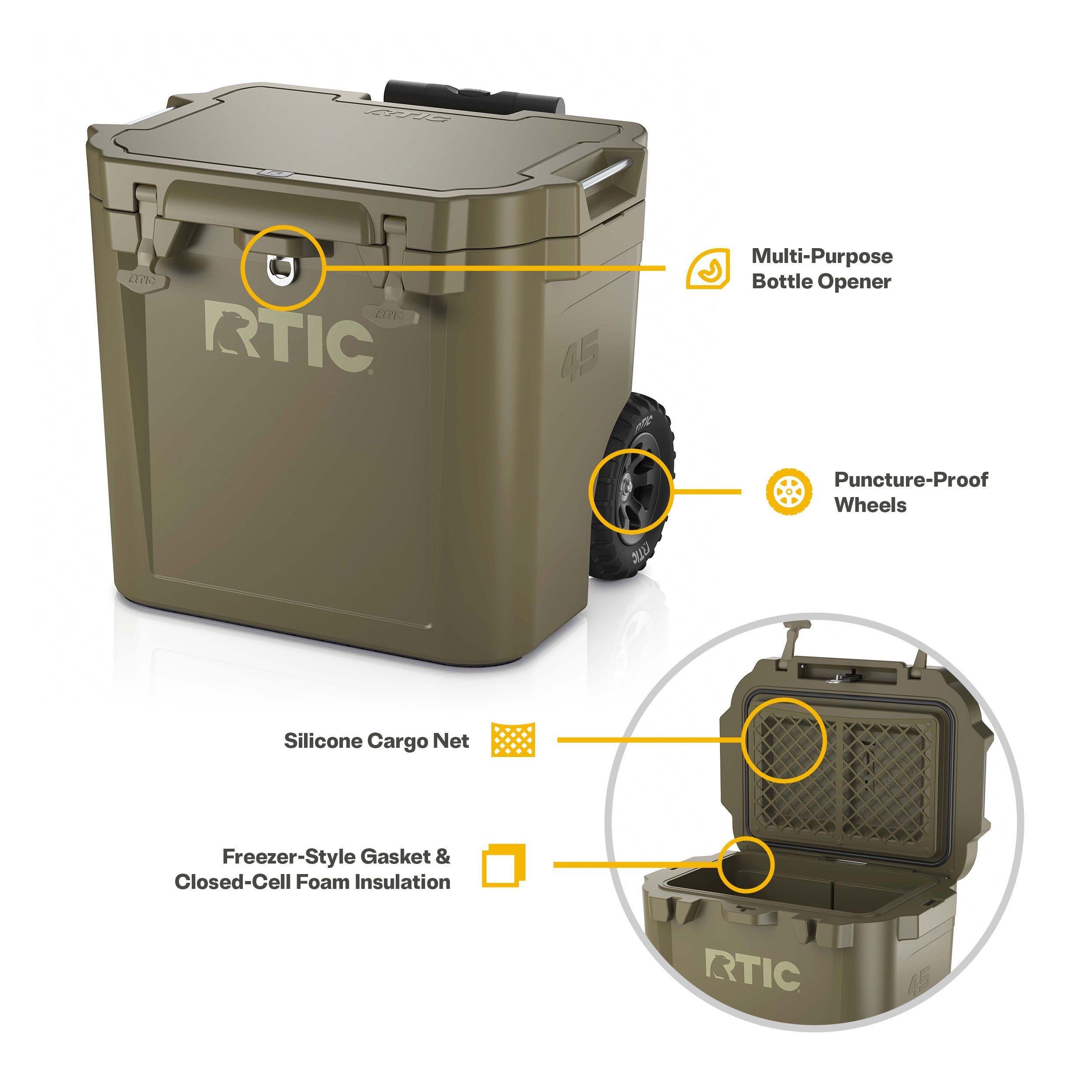 45 QT Ultra-Tough Wheeled Cooler (GW95)